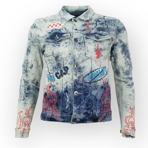 Men's Graphic Blue Denim Jacket